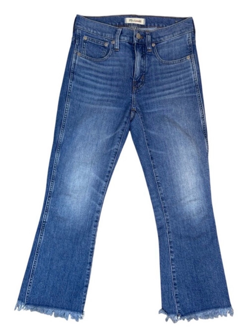 Madewell Cali Demi-Boot Jeans 25P Petite Medium Wash Raw Hem